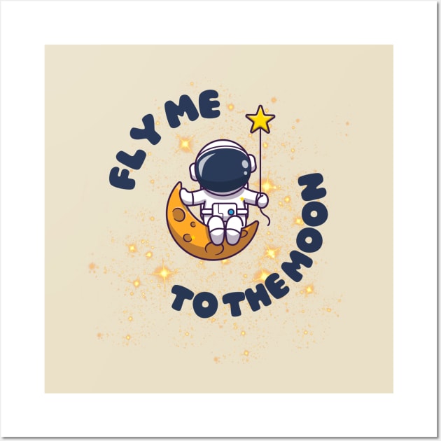 Fly me to the moon astronaut draw Wall Art by redsunflower